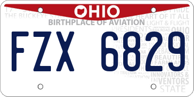 OH license plate FZX6829