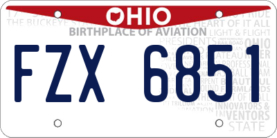 OH license plate FZX6851