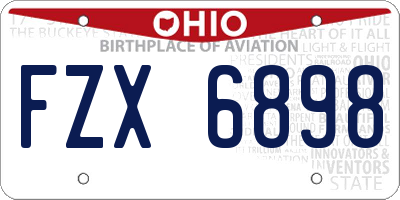 OH license plate FZX6898