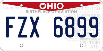 OH license plate FZX6899