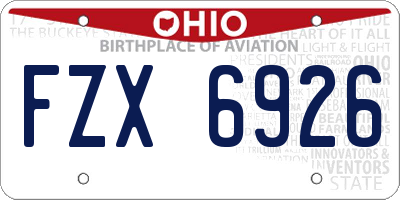 OH license plate FZX6926