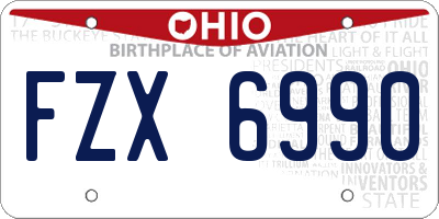 OH license plate FZX6990