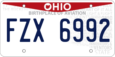 OH license plate FZX6992