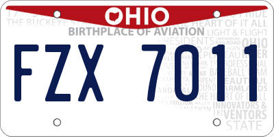 OH license plate FZX7011