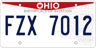 OH license plate FZX7012