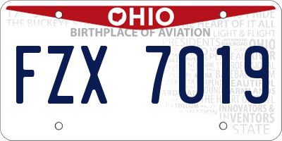 OH license plate FZX7019