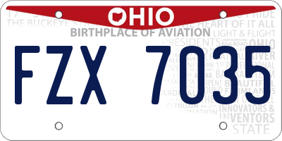 OH license plate FZX7035