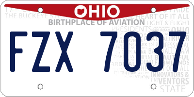 OH license plate FZX7037