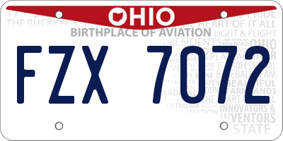 OH license plate FZX7072