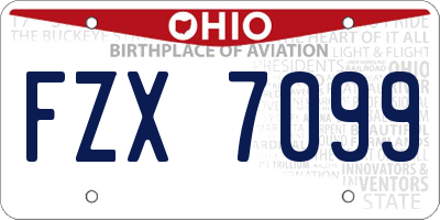 OH license plate FZX7099