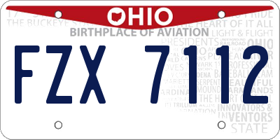 OH license plate FZX7112