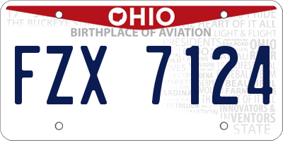 OH license plate FZX7124