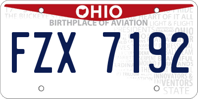 OH license plate FZX7192