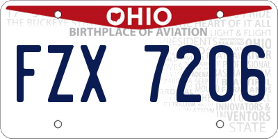 OH license plate FZX7206