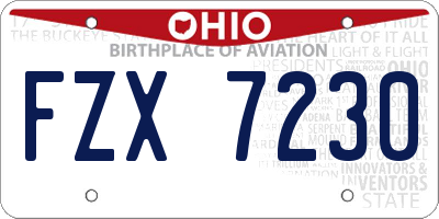 OH license plate FZX7230