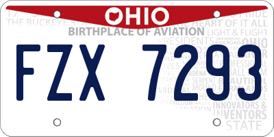 OH license plate FZX7293
