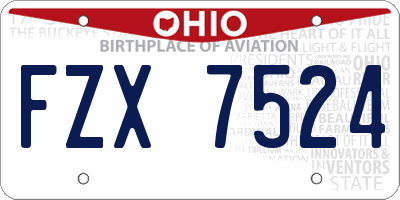 OH license plate FZX7524