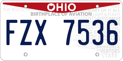 OH license plate FZX7536