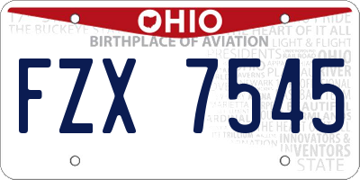 OH license plate FZX7545
