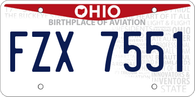 OH license plate FZX7551