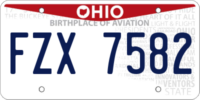 OH license plate FZX7582