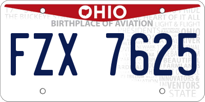 OH license plate FZX7625
