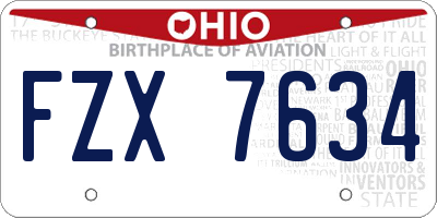 OH license plate FZX7634