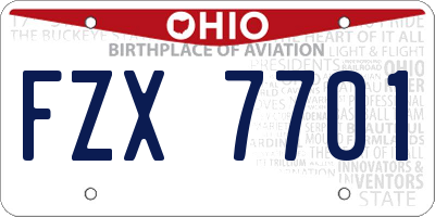 OH license plate FZX7701