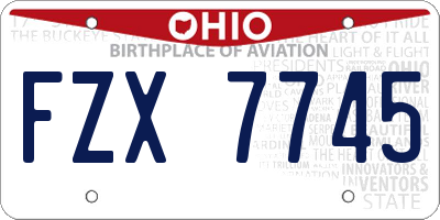 OH license plate FZX7745