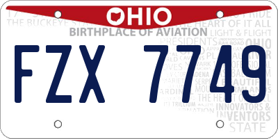 OH license plate FZX7749