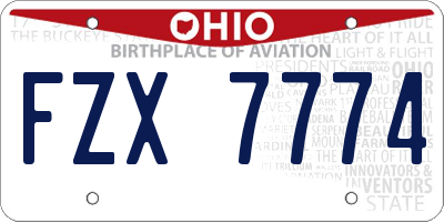 OH license plate FZX7774