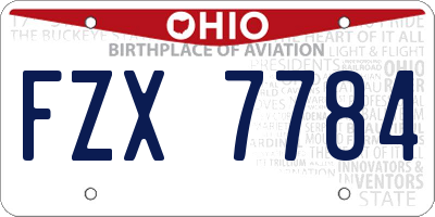 OH license plate FZX7784