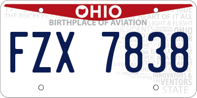 OH license plate FZX7838