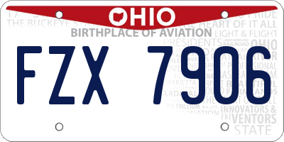 OH license plate FZX7906