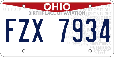 OH license plate FZX7934