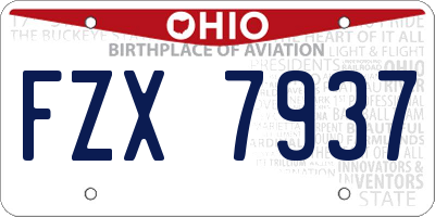 OH license plate FZX7937
