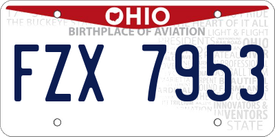 OH license plate FZX7953