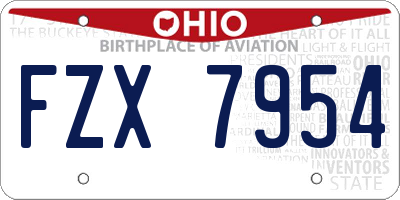 OH license plate FZX7954