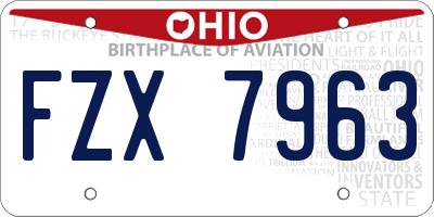 OH license plate FZX7963