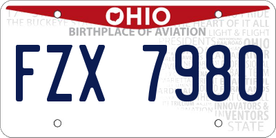 OH license plate FZX7980
