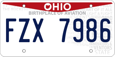 OH license plate FZX7986