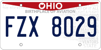 OH license plate FZX8029