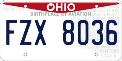 OH license plate FZX8036