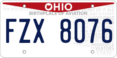 OH license plate FZX8076