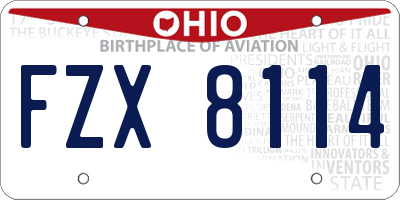 OH license plate FZX8114