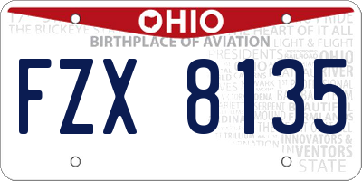 OH license plate FZX8135