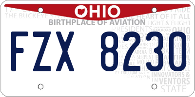 OH license plate FZX8230