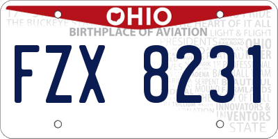 OH license plate FZX8231