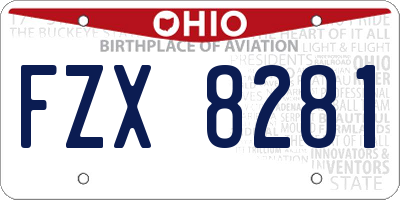 OH license plate FZX8281