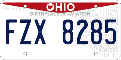 OH license plate FZX8285